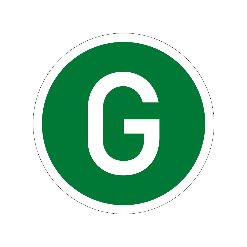 Kennzeichen für Kraftfahrzeuge, G - Geräuscharmes Kraftfahrzeug, 220mm, 1 Stk je Blatt
