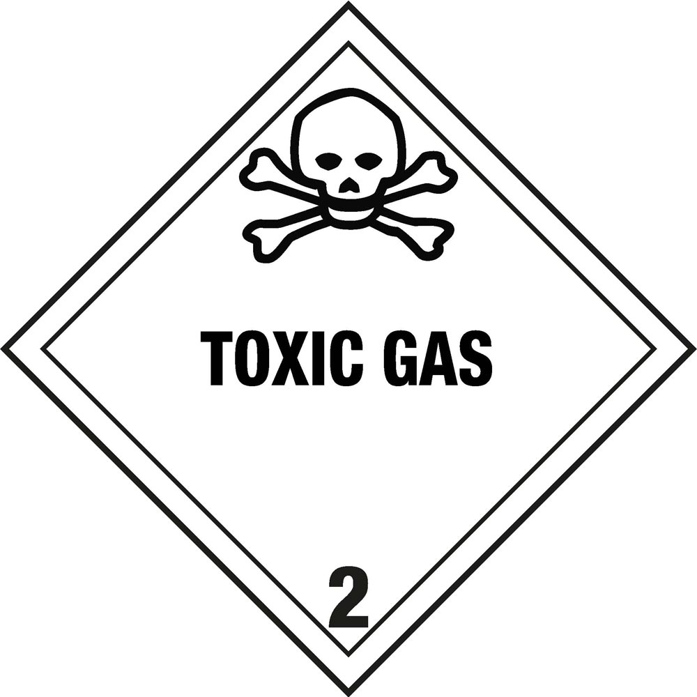 Placard Cl. 2.3, Toxic Gas, 250x250mm, 1 pc per sheet