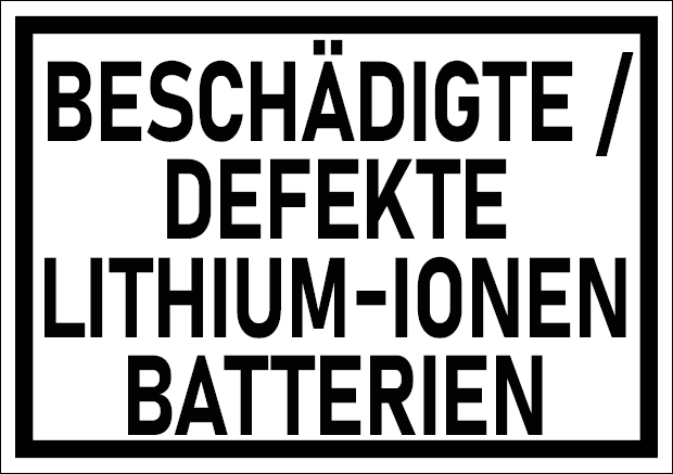 ADR SV376, Beschädigte Li-Ion Batterien, 105x74mm, 8 Etiketten je Blatt