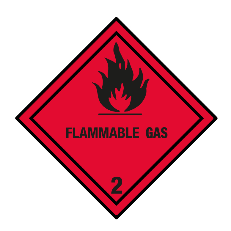 Gefahrzettel Kl. 2.1 Flammable Gas, 100x100mm, 1 Stk pro Blatt