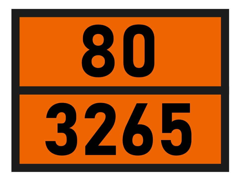 Gefahrgutetikett Orange Warntafel, 80/3265 - CORROSIVE LIQUID, ACIDIC,
ORGANIC, N.O.S. im Format 400x300mm, gem. ADR online bestellen. 24h Express - BOXLAB Services