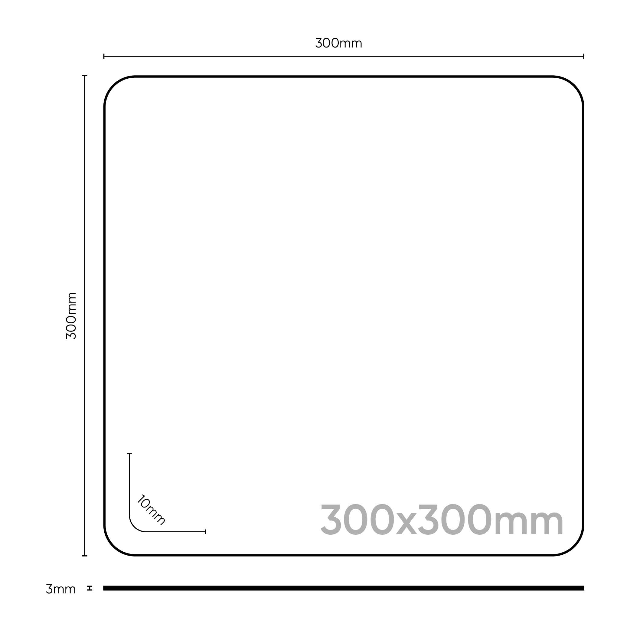 PE-Tafel, 300x300, R10,  Stärke 3,0mm, natur