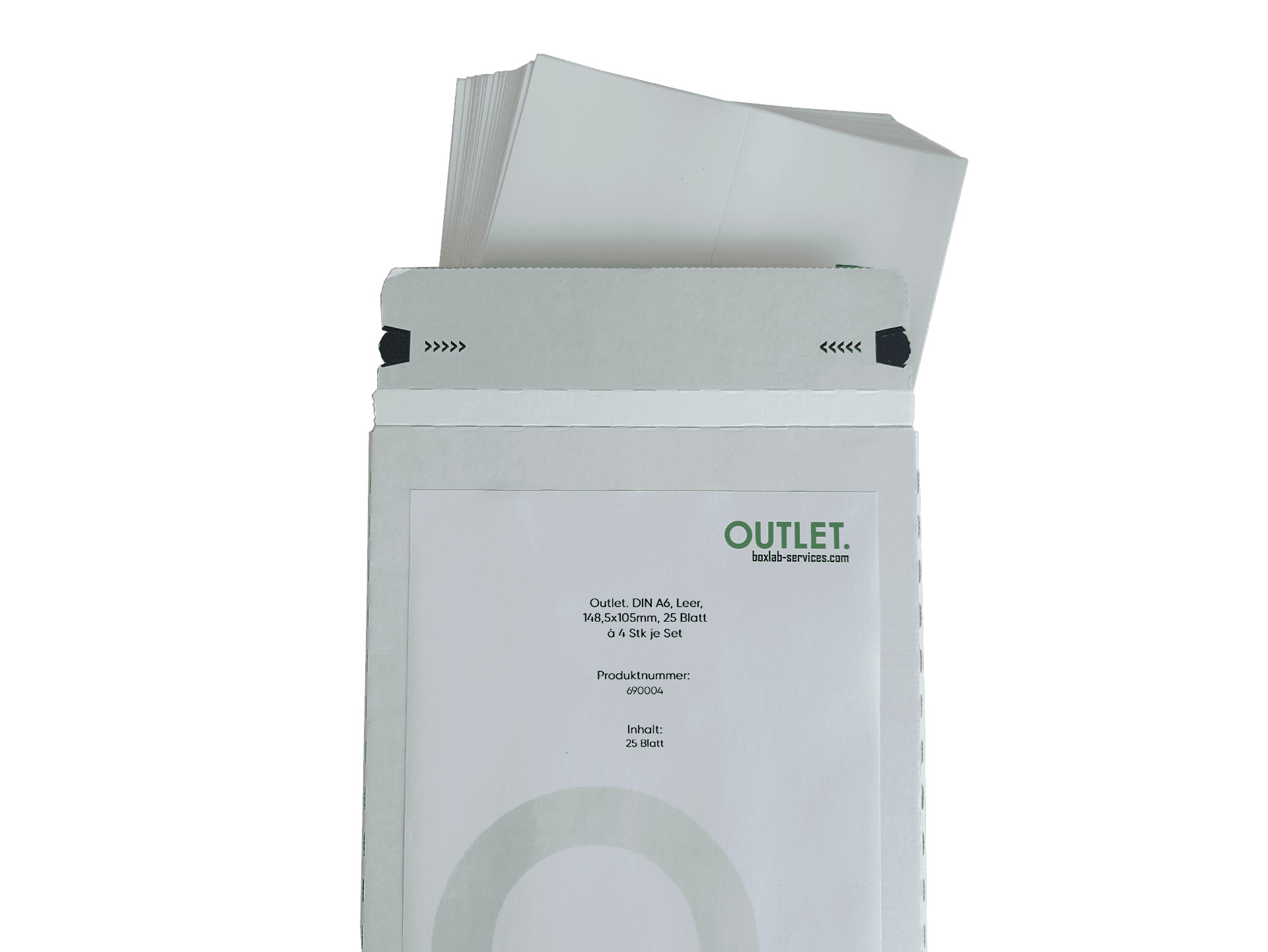 Outlet. DIN A6, blank, 148.5x105mm, 25 sheets of 4 per set