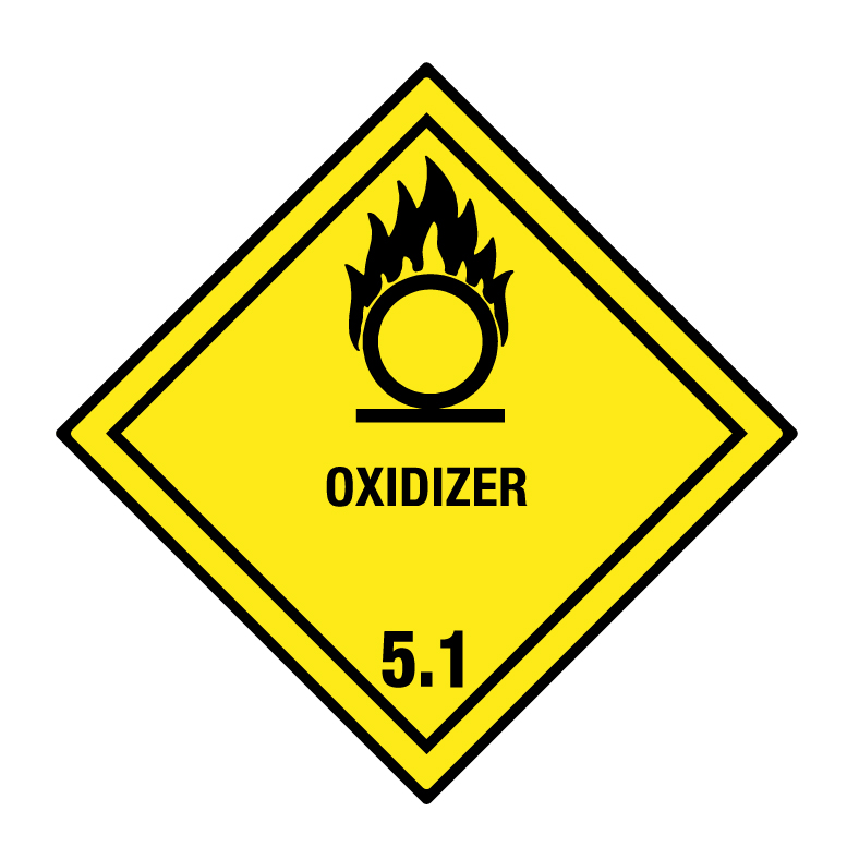 Hazard Label Cl. 5.1 Oxidizer, 100x100mm, 3.000pcs per roll