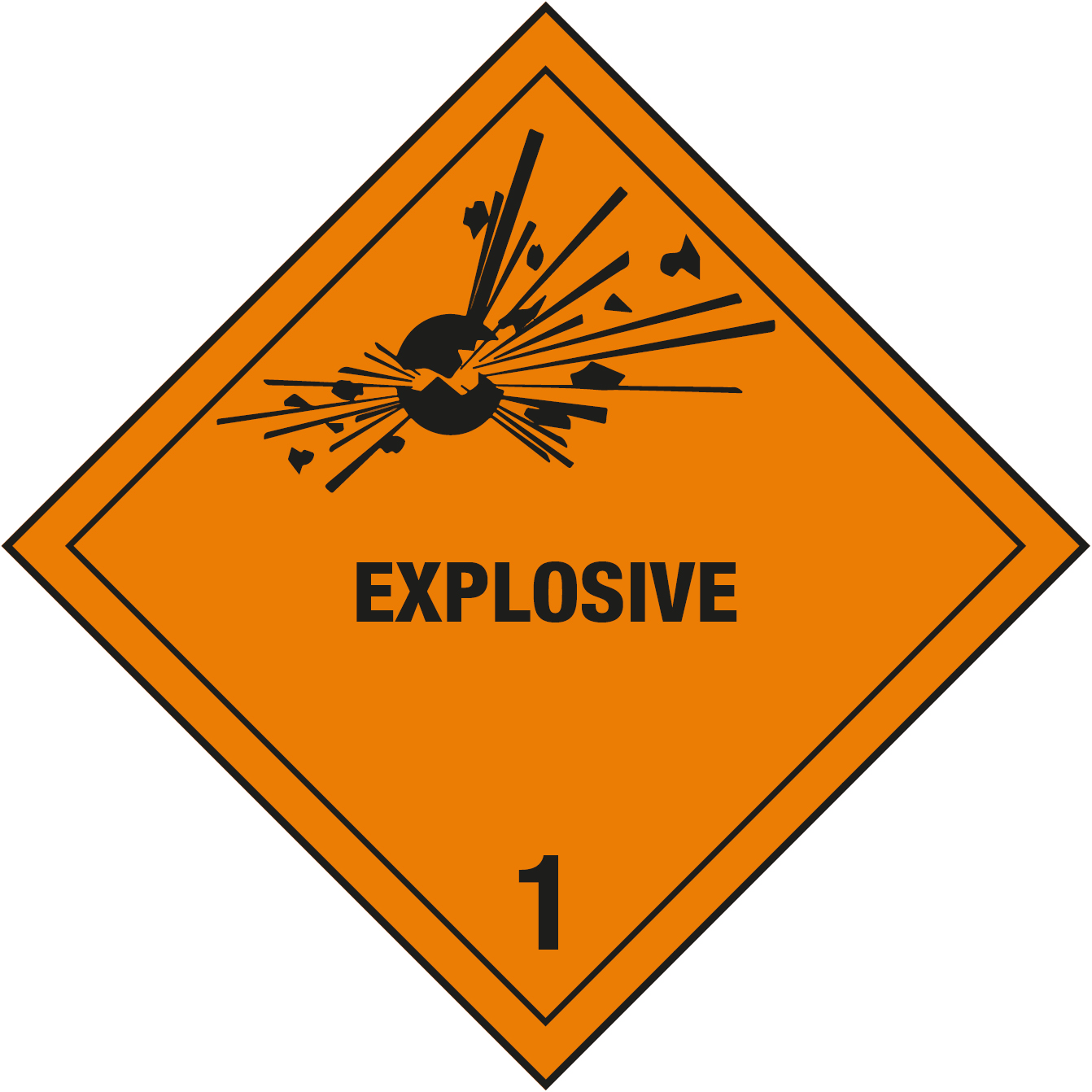 Placard Cl. 1.1, Explosive, 250x250mm, 1 pc per sheet