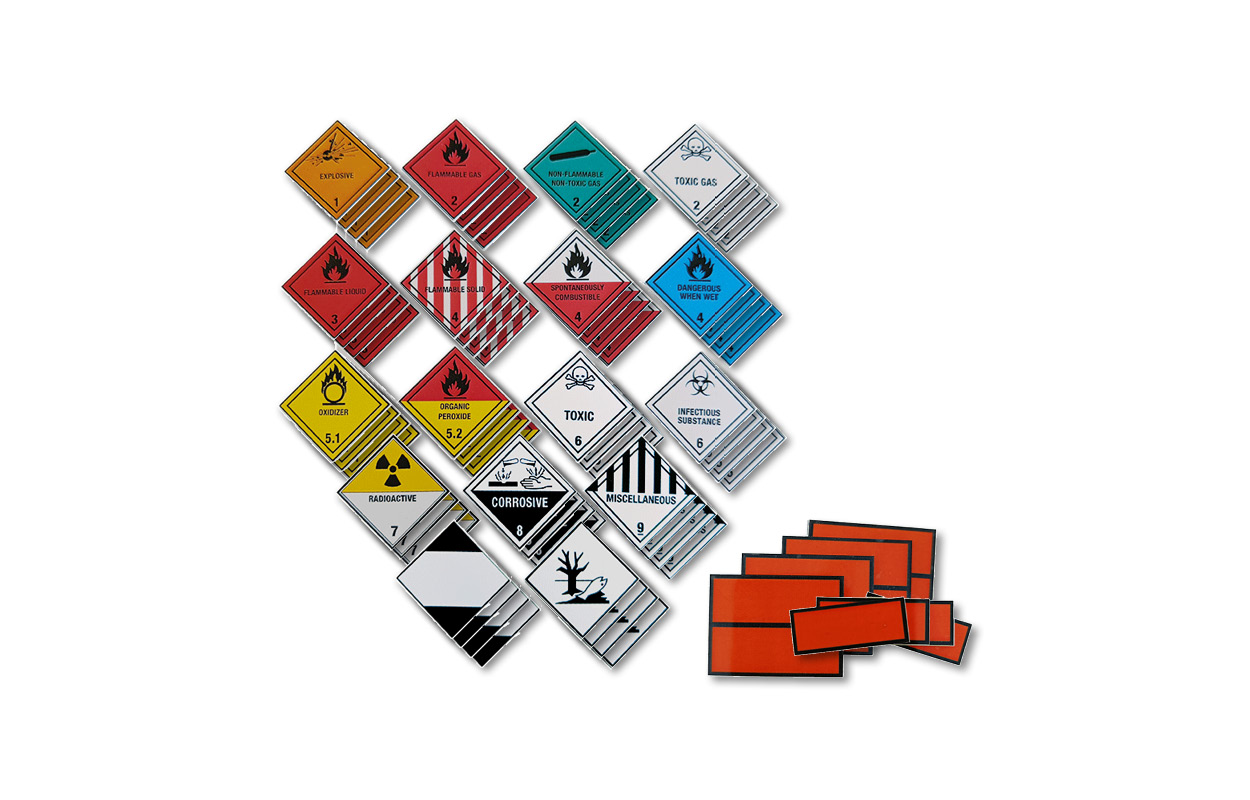 Hazardous goods labels training truck "Label set 1:10", 76 per set