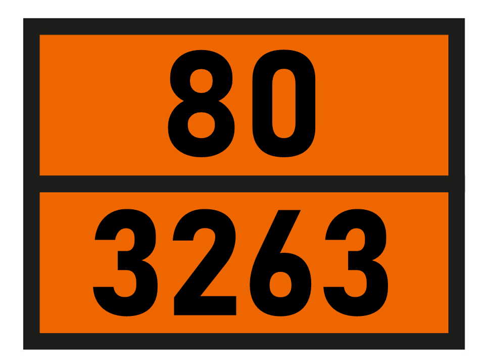 Gefahrgutetikett Orange Warntafel, 80/3263 - CORROSIVE SOLID, BASIC,
ORGANIC, N.O.S. im Format 400x300mm, gem. ADR online bestellen. 24h Express - BOXLAB Services
