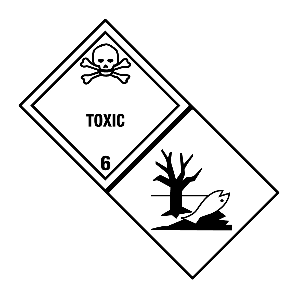 2in1 Gefahrzettel Kl. 6.1 Toxic + EHSM, 200x100mm, 500 Stk je Rolle