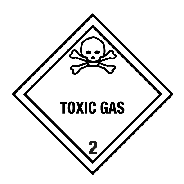 Gefahrzettel Kl. 2.3 Toxic Gas, 100x100mm, 500 Stk je Rolle