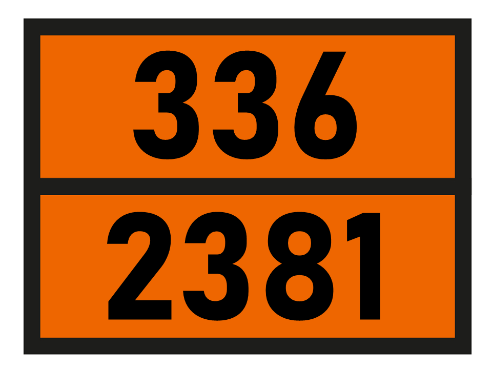 Gefahrgutetikett Orange Warntafel, 336/2381 - DIMETHYL DISULPHIDE im Format 400x300mm, gem. ADR online bestellen. 24h Express - BOXLAB Services
