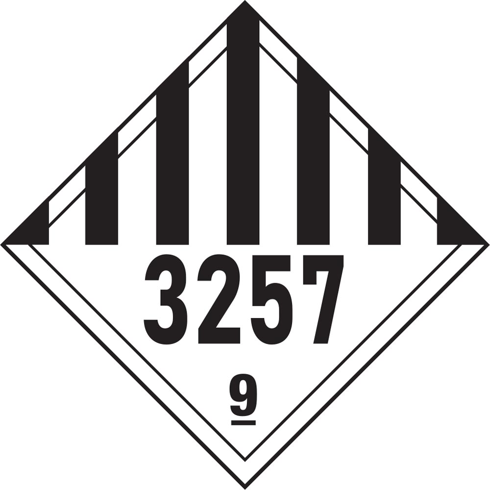 Gefahrgutetikett Großzettel / Placard Kl. 9 UN 3257 - ELEVATED TEMPERATURE LIQUID,
N.O.S., at or above 100 Â°C and below its
flash point (including molten metals,
molten salts, etc.) gem. IMDG online bestellen - BOXLAB Services