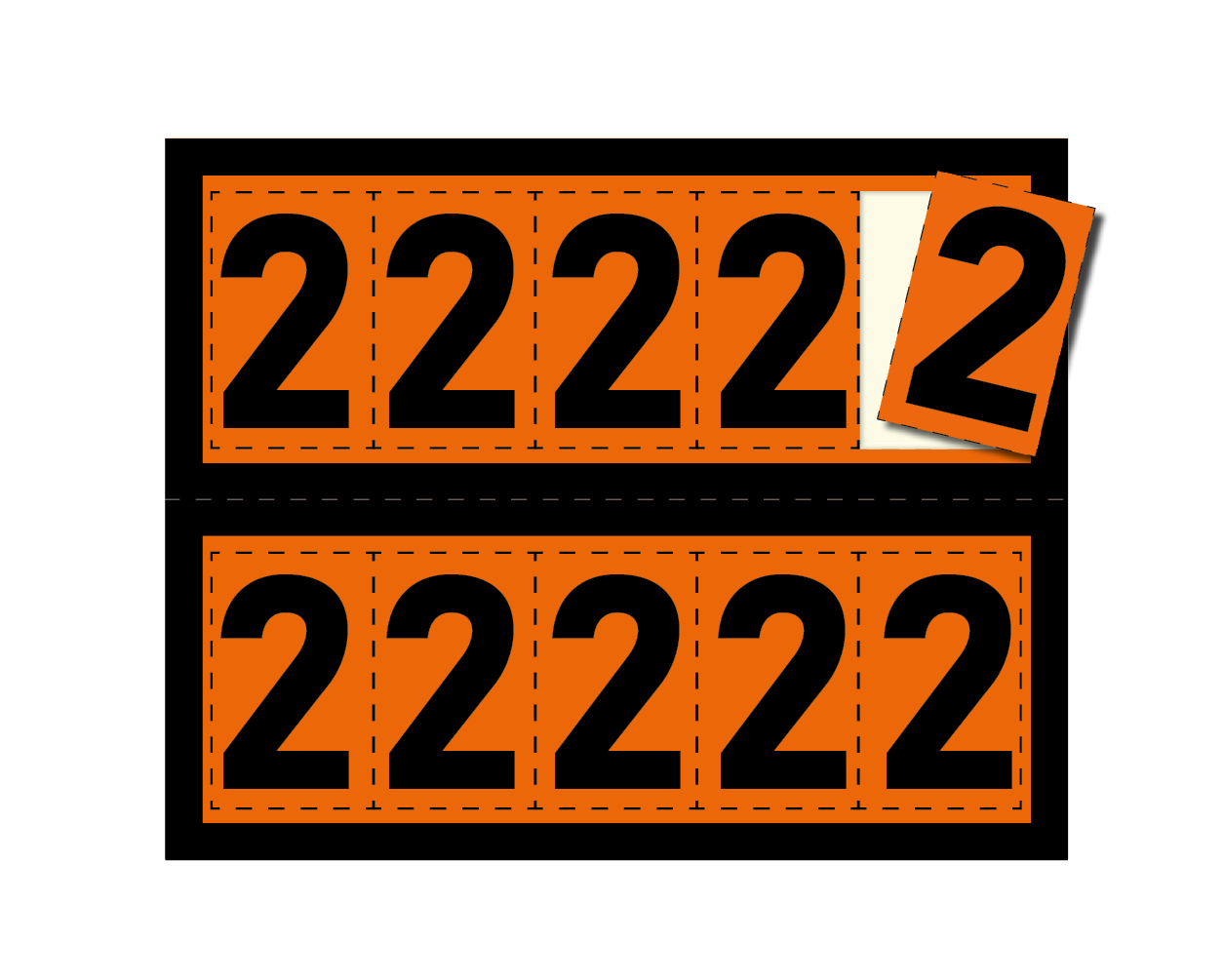 Digit for half warning plate - "2", 85x58mm label, 10 pieces per sheet
