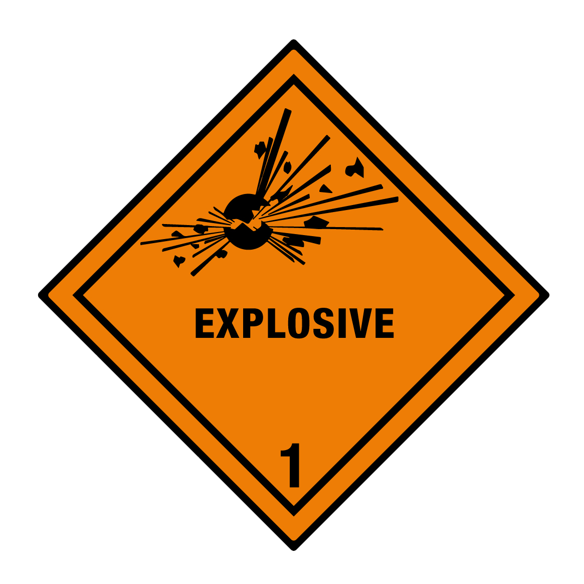 Hazard Label Cl. 1.1 Explosive, 100x100mm, 500 pcs per roll