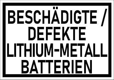 ADR SV376, Beschädigte Li-Metall Batterien, 105x74mm, 8 Etiketten je Blatt