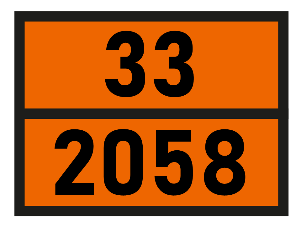 Gefahrgutetikett Orange Warntafel, 33/2058 - VALERALDEHYDE im Format 400x300mm, gem. ADR online bestellen. 24h Express - BOXLAB Services