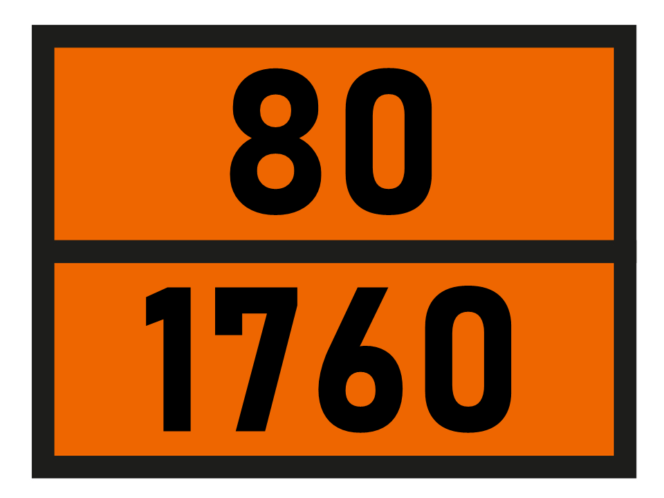 Gefahrgutetikett Orange Warntafel, 80/1760 - CORROSIVE LIQUID, N.O.S. im Format 400x300mm, gem. ADR online bestellen. 24h Express - BOXLAB Services