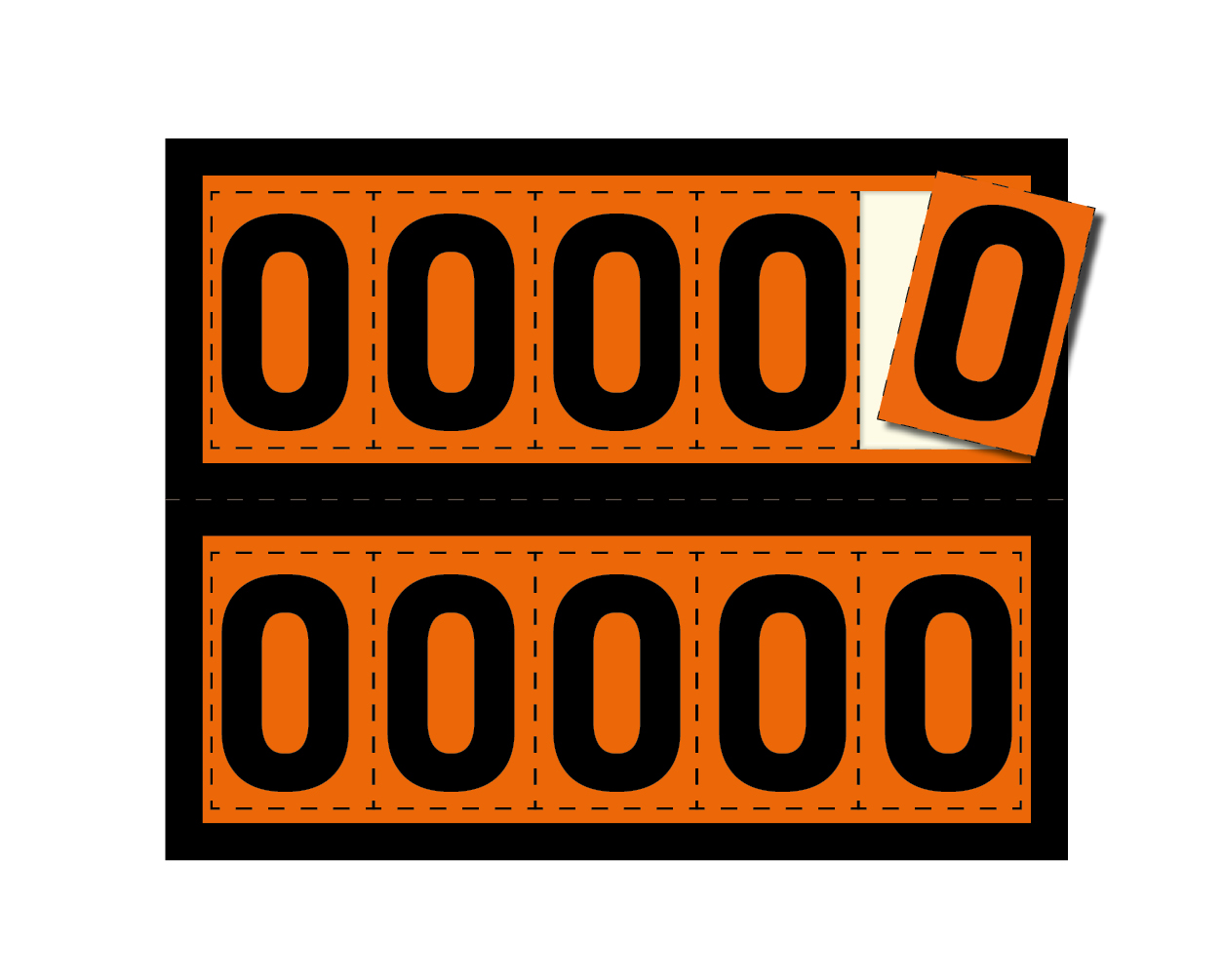 Digit for half warning plate - "0", 85x58mm label, 10 pieces per sheet