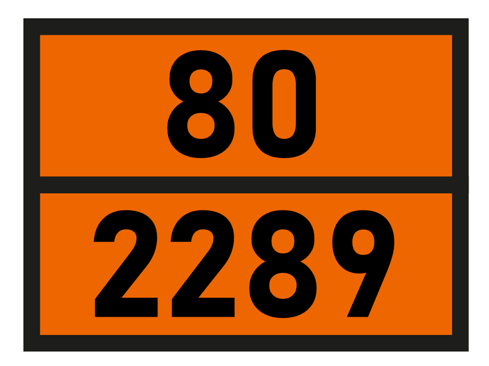 Gefahrgutetikett Orange Warntafel, 80/2289 - ISOPHORONEDIAMINE im Format 400x300mm, gem. ADR online bestellen. 24h Express - BOXLAB Services