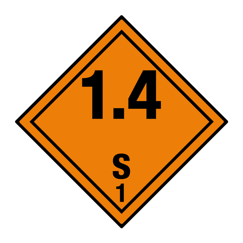 Hazard Label Cl. 1.4 S, 100x100mm, 1 pc per sheet