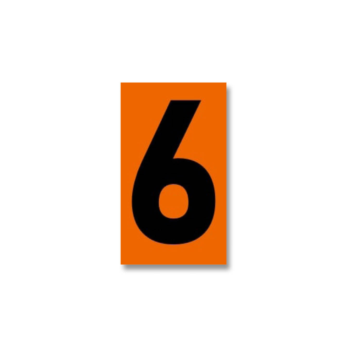 Digit for orange warning plate - "6", 125x73mm label, 50 pcs per set