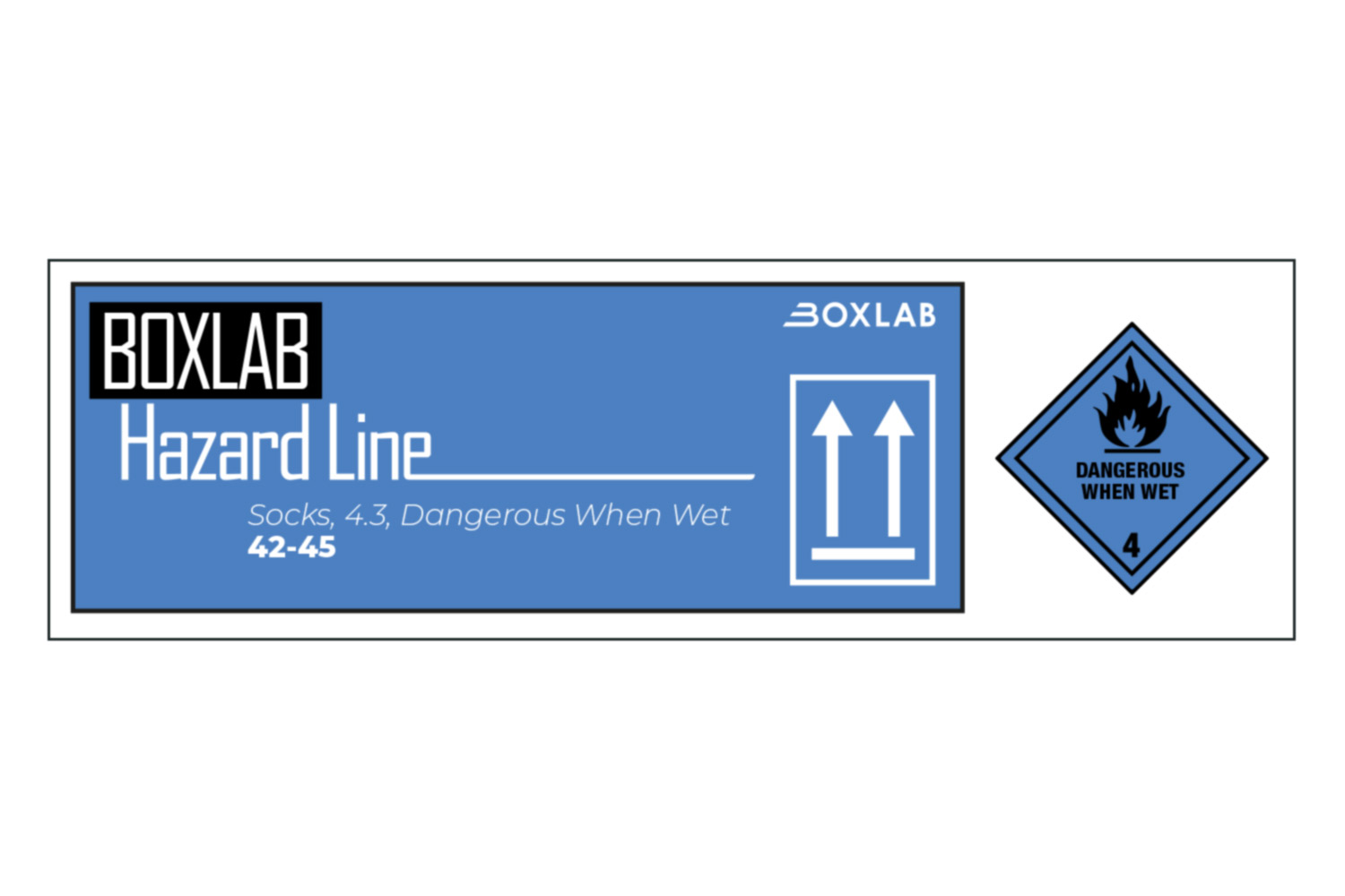 BOXLAB Hazard Line - Socken, 4.3 Dangerous When Wet, Größe 42-45