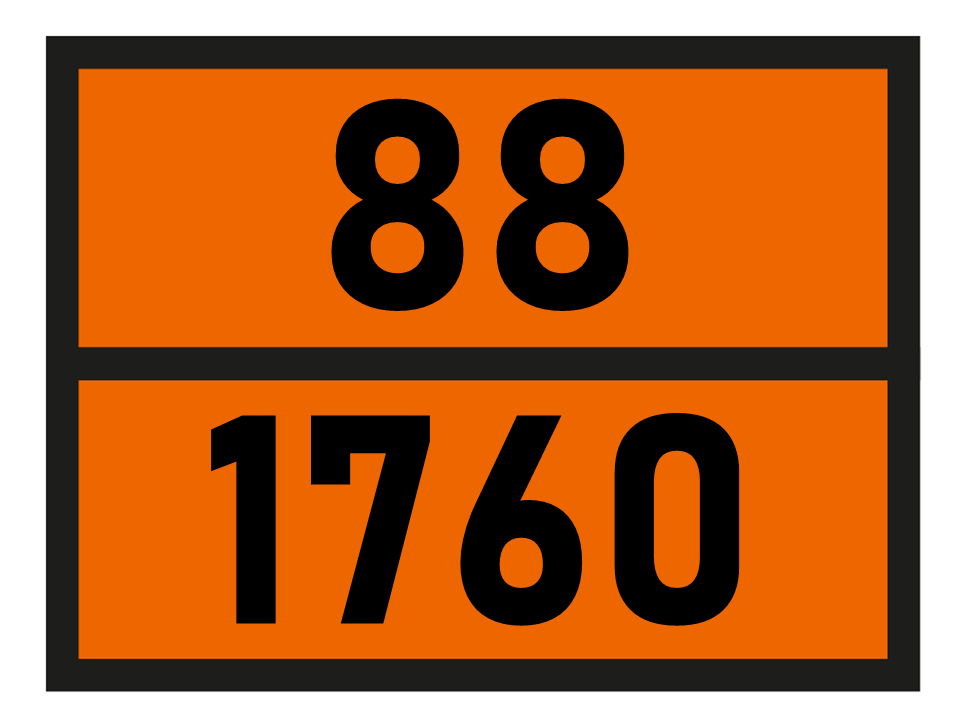 Gefahrgutetikett Orange Warntafel, 88/1760 - CORROSIVE LIQUID, N.O.S. im Format 400x300mm, gem. ADR online bestellen. 24h Express - BOXLAB Services