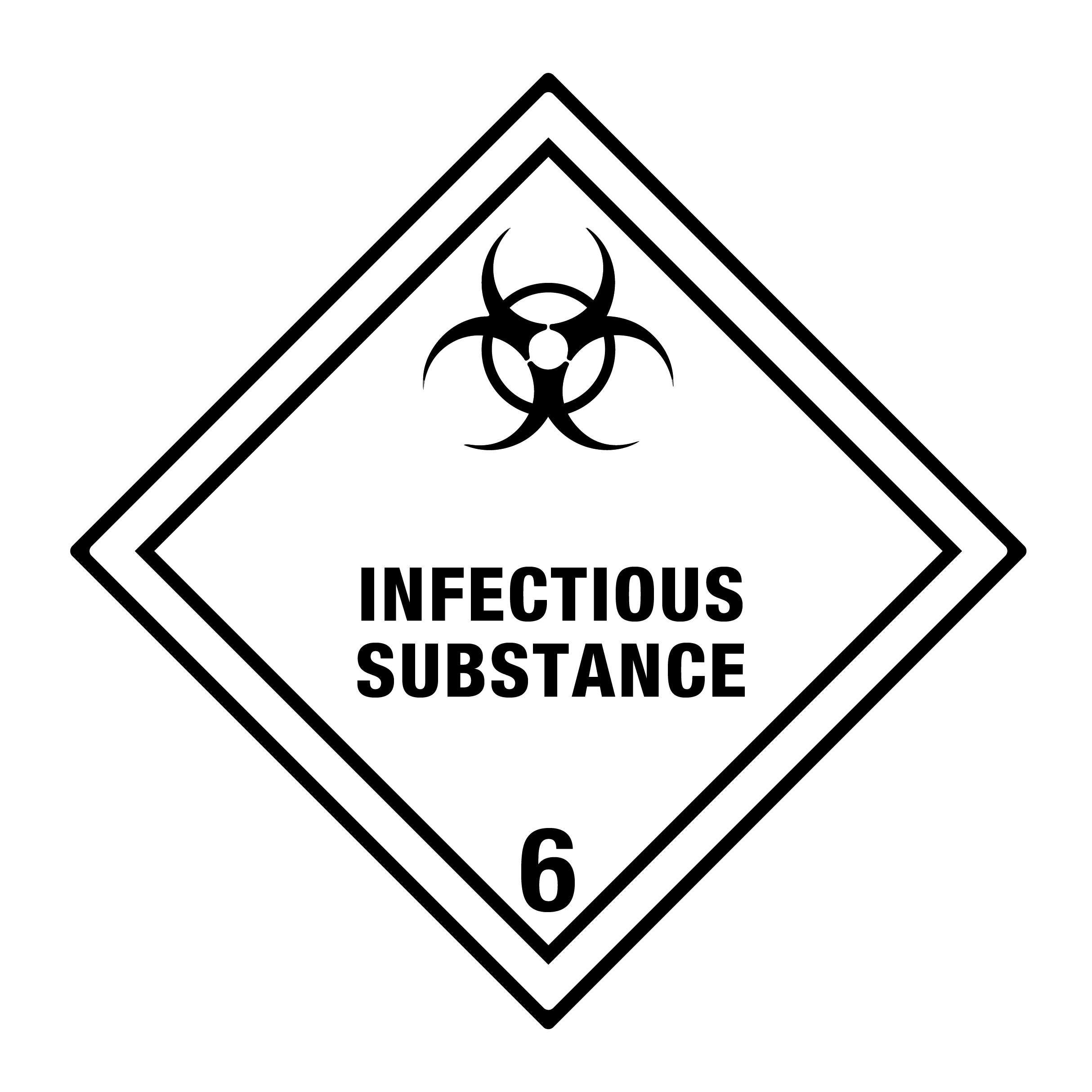 Gefahrzettel Kl. 6.2 Infectious Substance, 100x100mm, 1 Stk pro Blatt