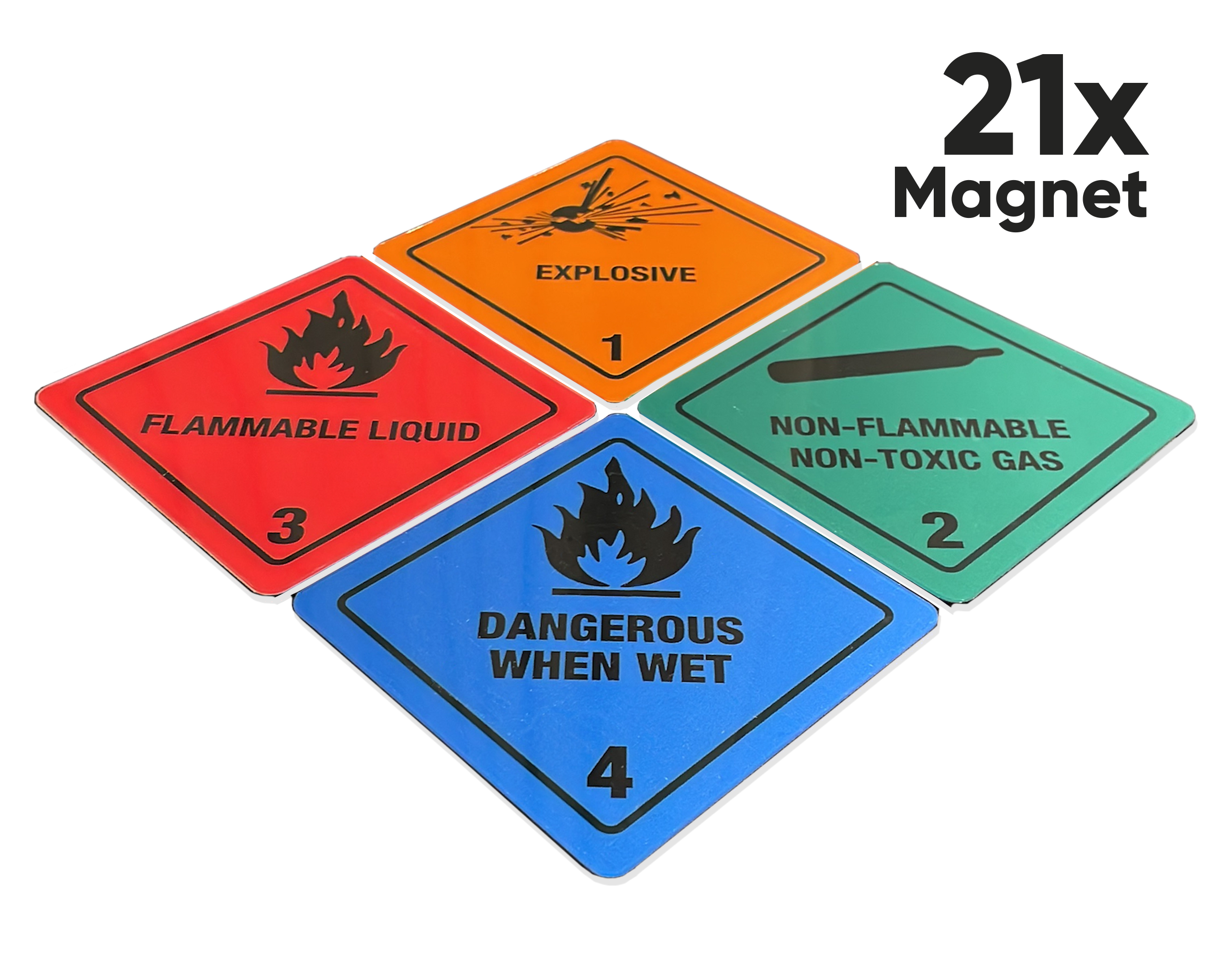 Dangerous goods labels training set "Hazard Label Magnets M", 100x100mm, 21 pcs per Set