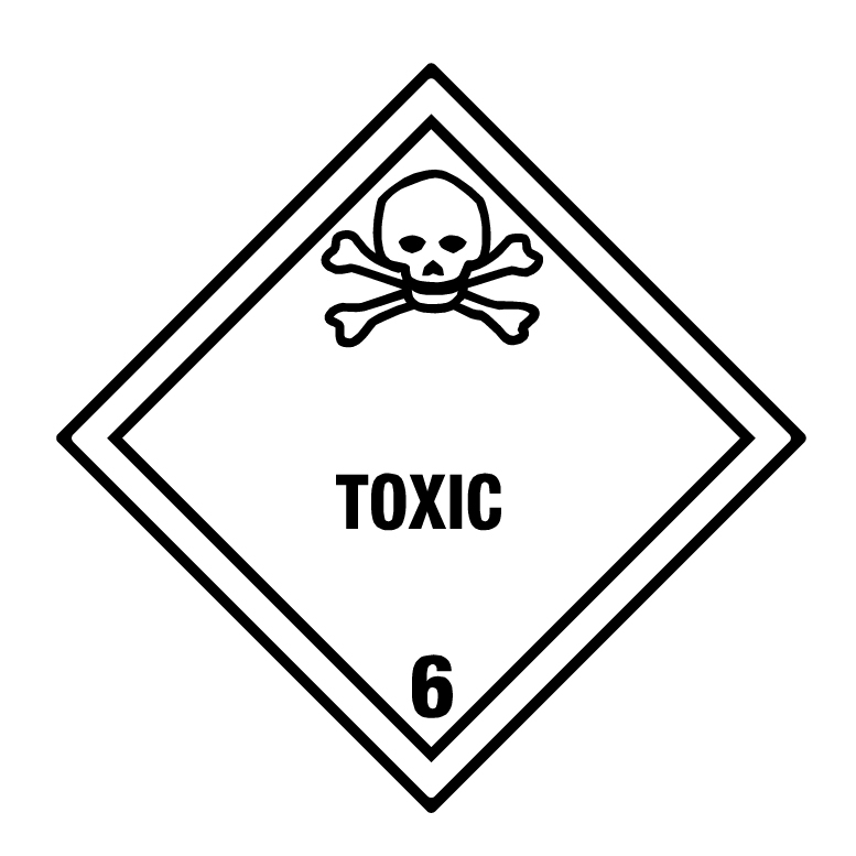 Gefahrzettel Kl. 6.1 Toxic, 100x100mm, 1 Stk pro Blatt