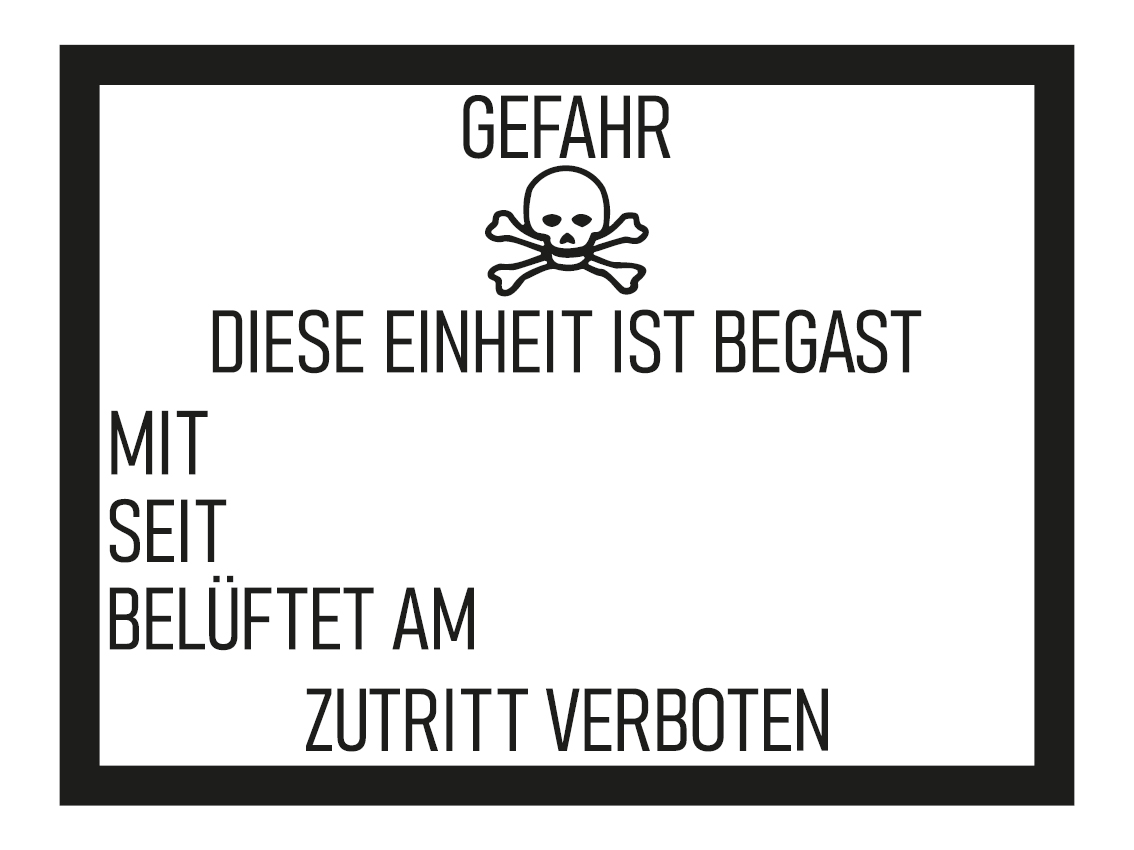 ADR Etikett, Warnkennzeichen - Gefahr - Diese Einheit ist begast, 400x300mm, 1 Etikett je Blatt