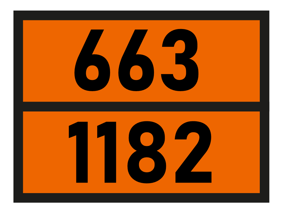 Gefahrgutetikett Orange Warntafel, 663/1182 - ETHYL CHLOROFORMATE im Format 400x300mm, gem. ADR online bestellen. 24h Express - BOXLAB Services