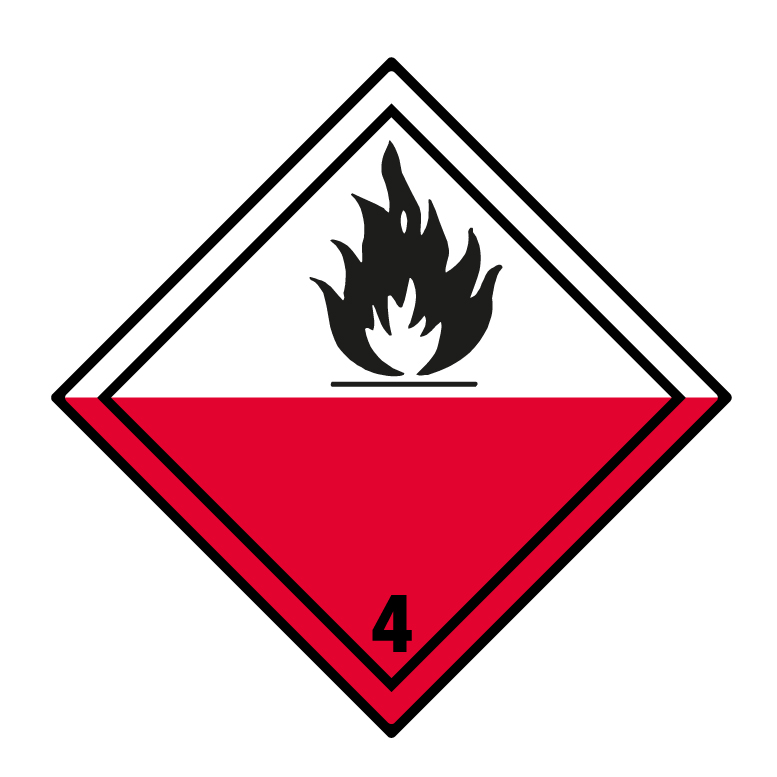 Hazard Label Cl. 4.2 100x100mm, 500pcs per roll