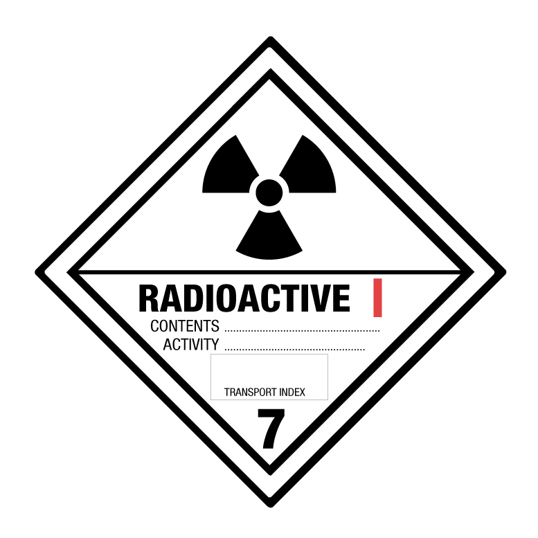Hazard Label Cl. 7A, 100x100mm, 1 pc per sheet