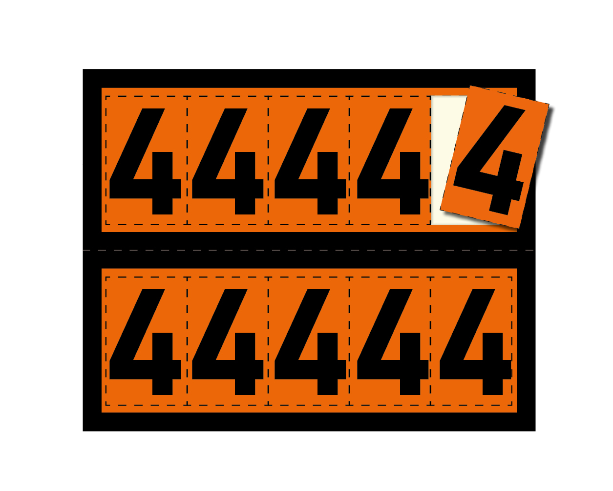Digit for half warning plate - "4", 85x58mm label, 10 pieces per sheet