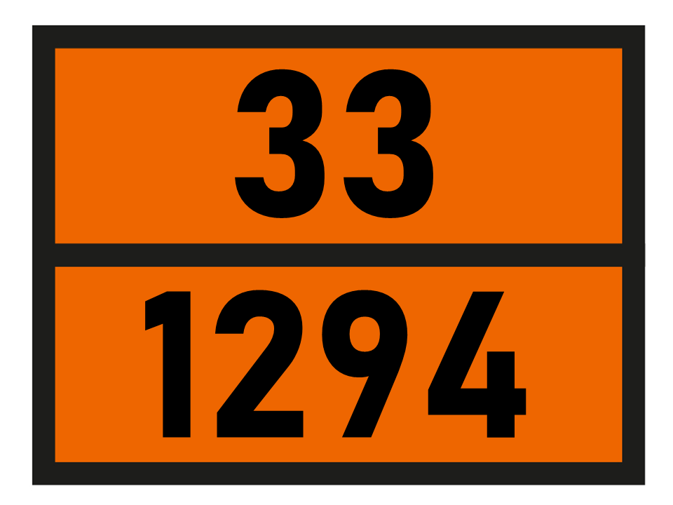 Gefahrgutetikett Orange Warntafel, 33/1294 - TOLUENE im Format 400x300mm, gem. ADR online bestellen. 24h Express - BOXLAB Services