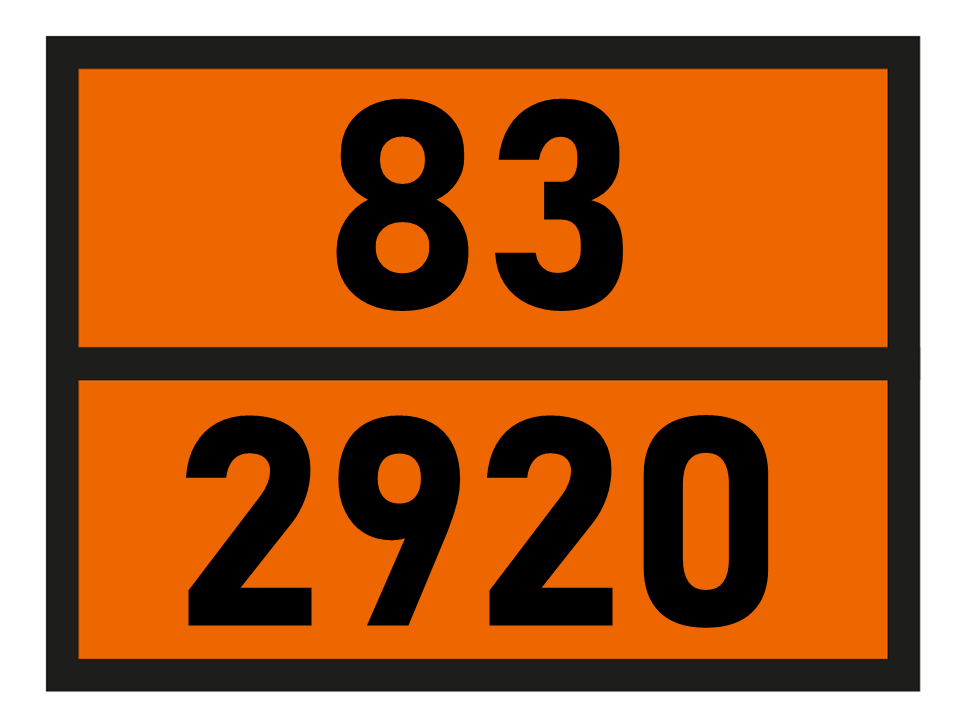 Gefahrgutetikett Orange Warntafel, 83/2920 - CORROSIVE LIQUID, FLAMMABLE,
N.O.S. im Format 400x300mm, gem. ADR online bestellen. 24h Express - BOXLAB Services