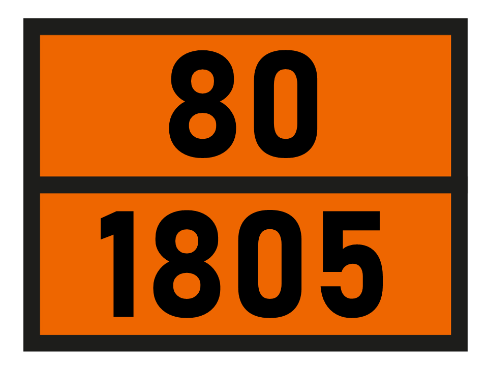 Gefahrgutetikett Orange Warntafel, 80/1805 - PHOSPHORIC ACID, LIQUID im Format 400x300mm, gem. ADR online bestellen. 24h Express - BOXLAB Services