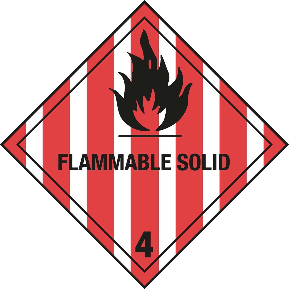 Placard Cl. 4.1, Flammable Solid, 250x250mm, 1 pc per sheet
