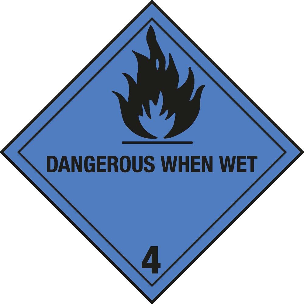 Dangerous Goods Label Placard Cl. 4.3, Dangerous When Wet, 250x250mm ...